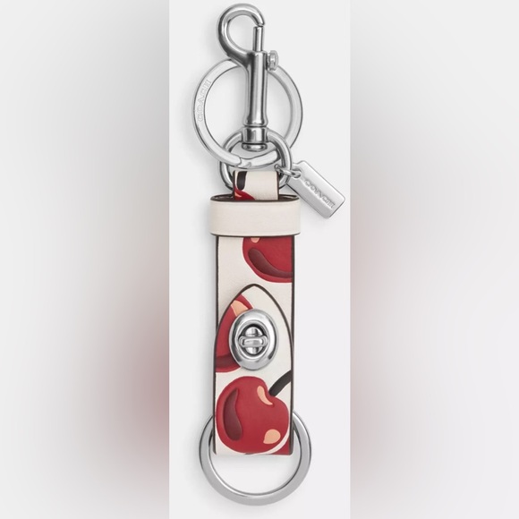 COACH CHERRY CHERRIES PRINT BAG CHARM HANGTAG HANGBAG PURSE VALET KEYRING - Picture 1 of 5